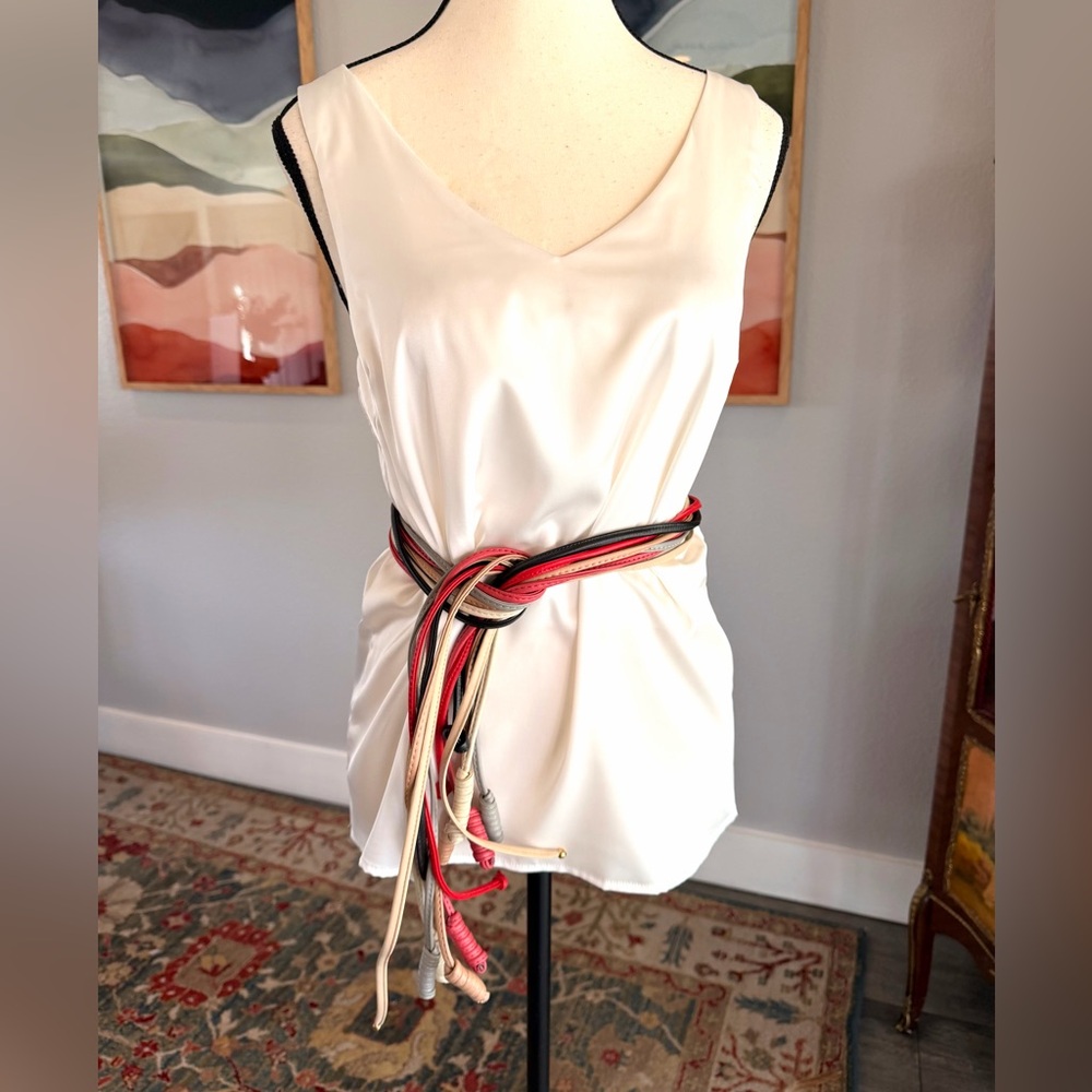 Vintage Multicolor Leather Skinny Belt Bundle